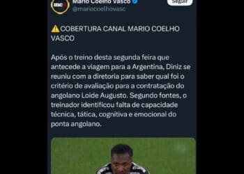 Vasco nega que Diniz tenha indagado a diretoria sobre a contratação de Loide Augusto.