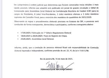 Votação para presidente da CBF está agendada para 25 de maio