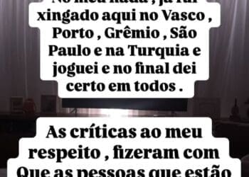 Souza discute críticas e maneiras de como poderá ajudar o Vasco a partir de agora