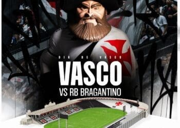 Confira a arte promocional de Vasco x Red Bull Bragantino.