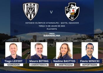 Descubra os profissionais envolvidos na cobertura da partida entre Independiente del Valle e Vasco na TV.