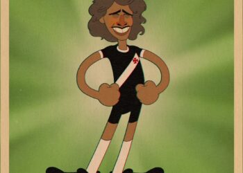 Confira a ilustração de Roberto Dinamite vestindo as camisas do Vasco e da Seleção.