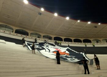 Fãs organizam o ‘escudão’ do Vasco em São Januário.