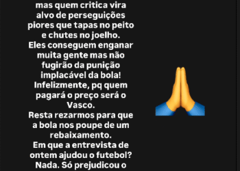 Euriquinho: ‘Várias pessoas me solicitando que comente a entrevista, mas aqueles que criticam se tornam alvo de perseguições mais severas do que tapas no peito e chutes no joelho’