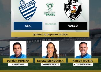Conheça os profissionais que estarão responsáveis pela transmissão de CSA x Vasco na televisão.
