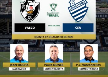 Conheça os especialistas que estarão na transmissão de Vasco x CSA pela televisão.