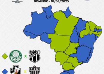 A Globo exibirá Vasco contra Atlético-MG para o RJ e mais 15 estados.