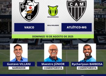 Conheça os especialistas que estarão na transmissão de Vasco x Atlético-MG na televisão.