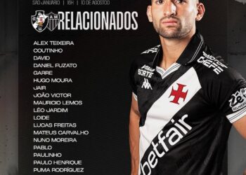 Veja a lista de convocados do Vasco para o confronto com o Atlético-MG.