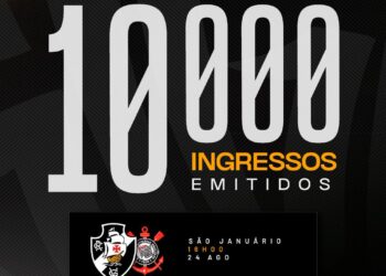 Um total de 10 mil ingressos já foi disponibilizado para a partida Vasco contra Corinthians.