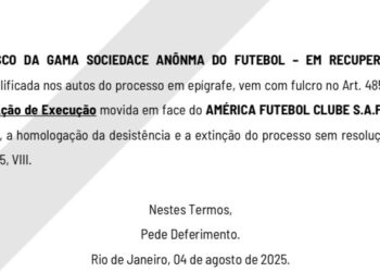 Vasco desiste de cobrar R$ 1,3 milhão do América-MG por Matheus Henrique