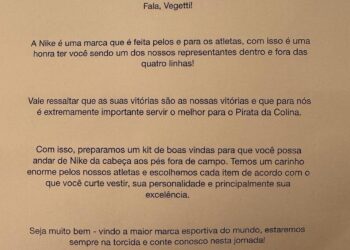 Vegetti é patrocinado pela Nike, futura fornecedora do Vasco