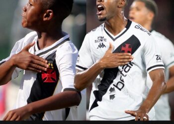 Rostos de jogadores do Vasco em comemoração.