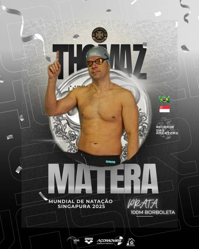 Vasco da Gama, nadador, camiseta, recorde, competição.