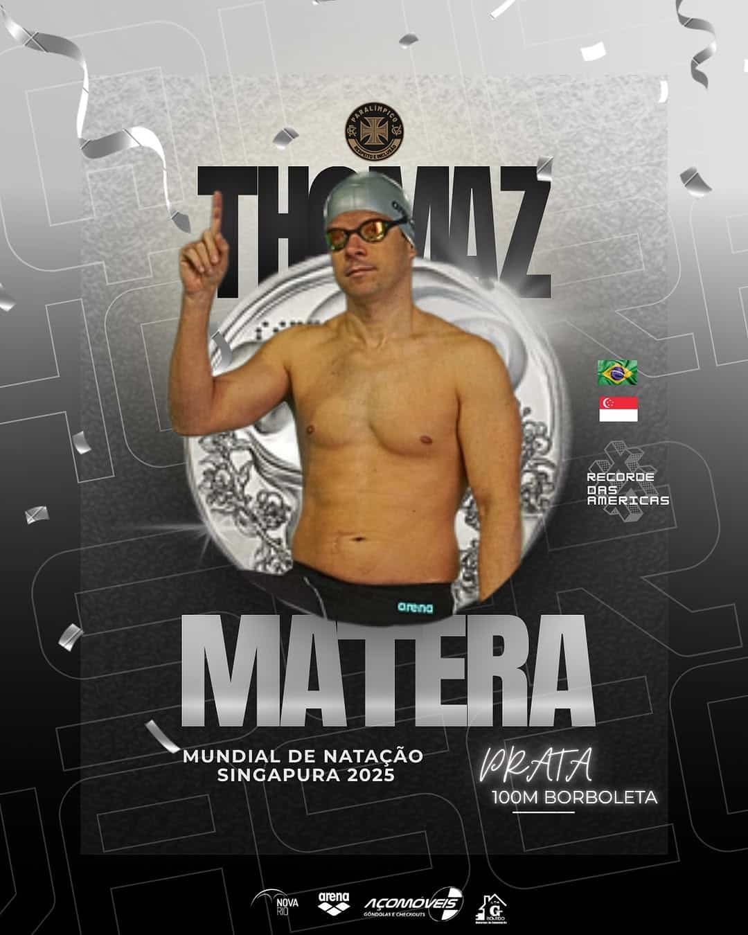 Vasco da Gama, nadador, camiseta, recorde, competição.