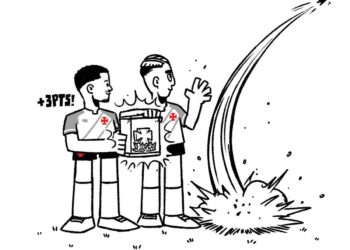 Vasco torcedores comemorando com foguete de papel.