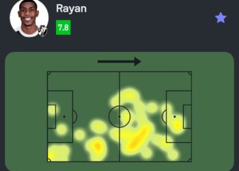Rayan, jogador do Vasco, sorriso, uniforme preto e branco.