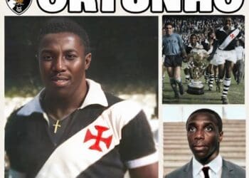 Oliveirense com uniforme do Vasco, retrato clássico.