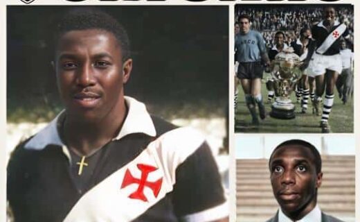 Oliveirense com uniforme do Vasco, retrato clássico.