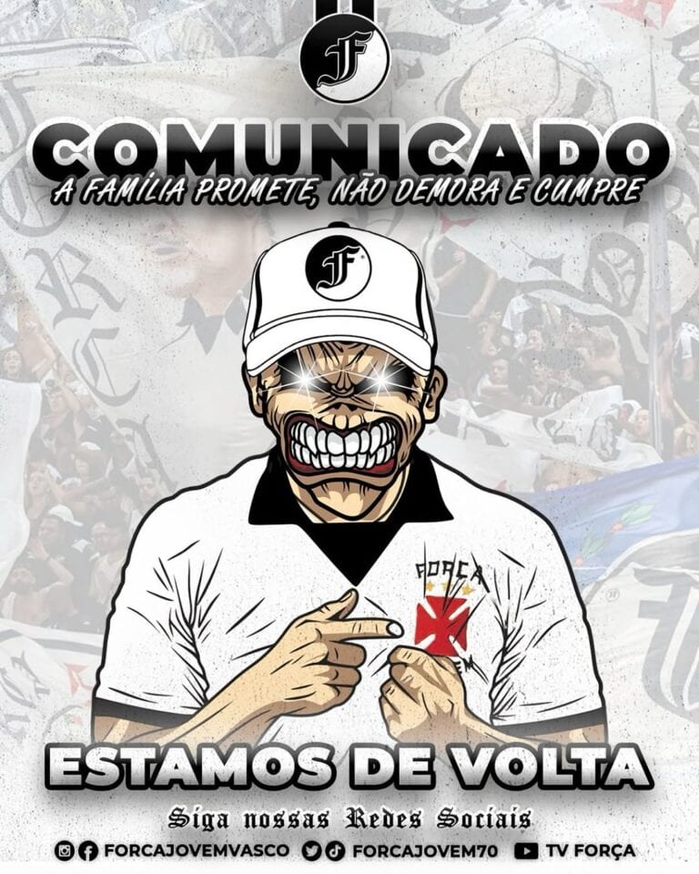 Forças de torcedor do Vasco, personagem com máscara e boné com escudo do time.