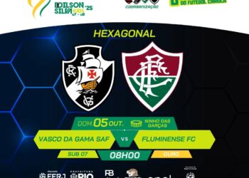 Vasco e Fluminense jogando hexagonal em campanha de futebol.