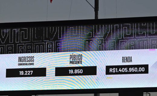 Ingressos vendidos e presentes no estádio.