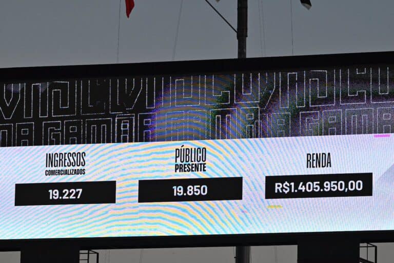 Ingressos vendidos e presentes no estádio.