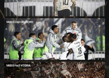 Vasco comemorando vitória em campo.