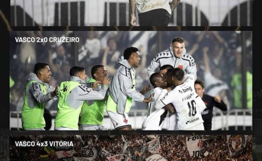 Vasco comemorando vitória em campo.