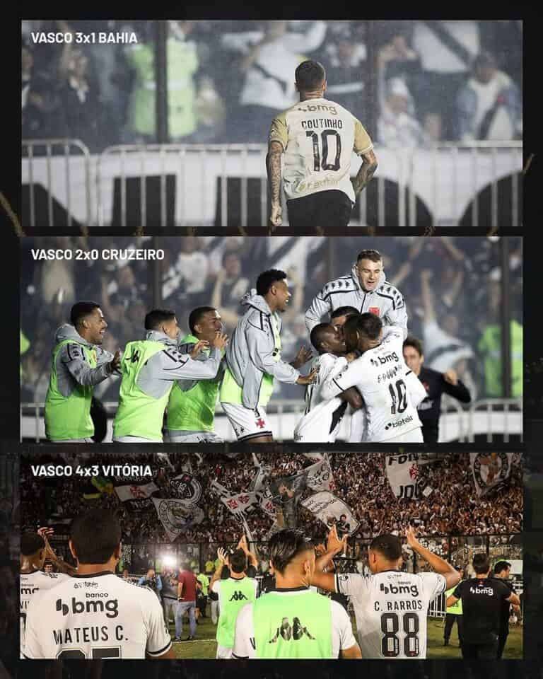 Vasco comemorando vitória em campo.