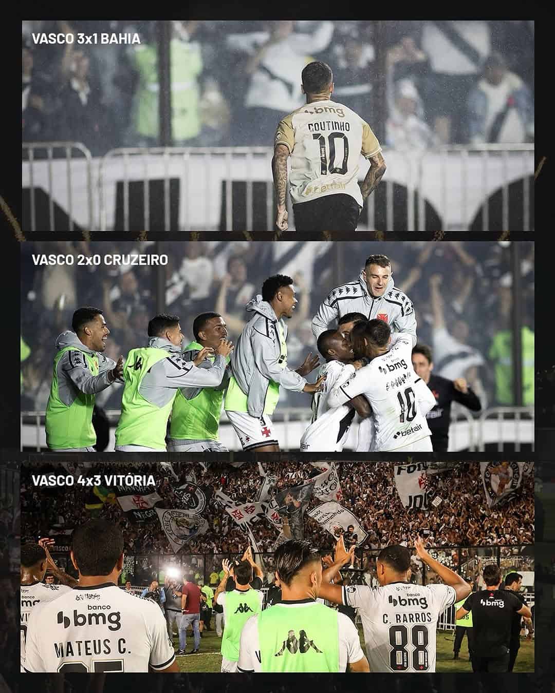 Vasco comemorando vitória em campo.