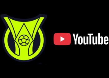 Logo do Vasco da Gama com símbolo em neon verde e YouTube ao lado.