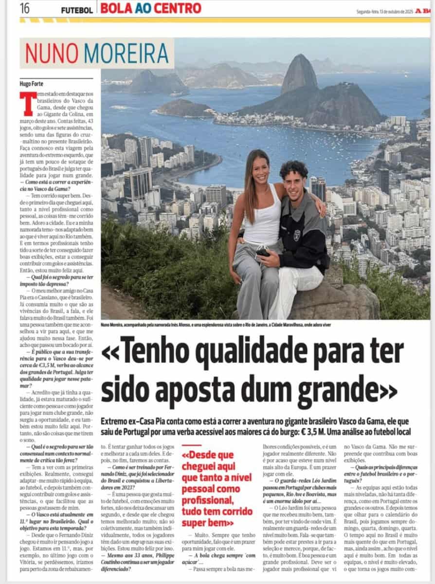 Vasco da Gama com vista panorâmica do Rio de Janeiro.