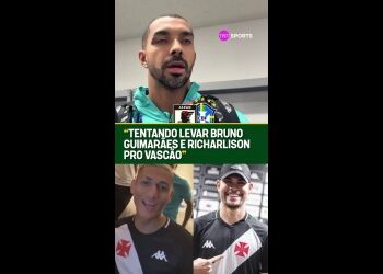 Bruno Guimarães em entrevista no estádio.