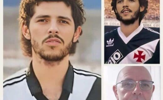 Futebolista com cabelo castanho e barba, camisa do Vasco.