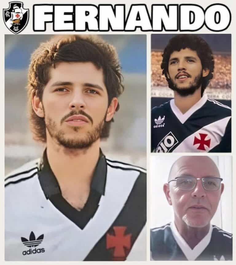 Futebolista com cabelo castanho e barba, camisa do Vasco.