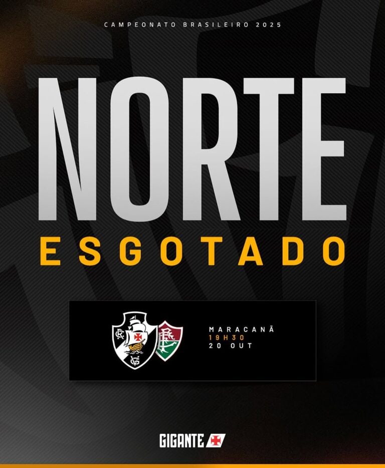 Norte esgotado, mensagem de aviso sobre venda de ingressos.
