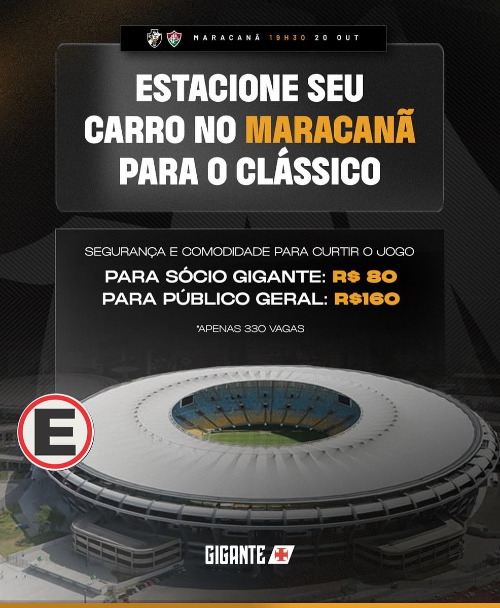 Estacionamento no Maracanã para clássico do Vasco.