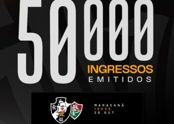 Ingressos para jogo do Vasco, 50.000 emitidos, partida na Maracanã.