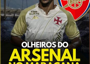 Jogador do Vasco e escudo do Arsenal.