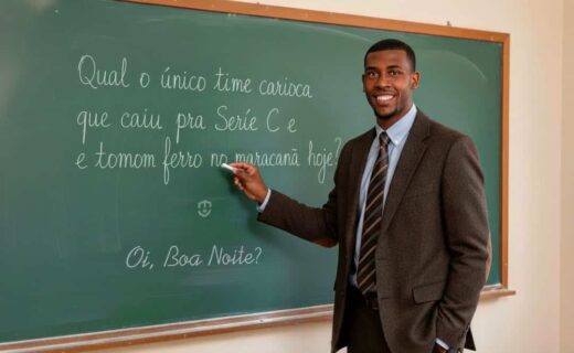 Homem de terno escrevendo na lousa.