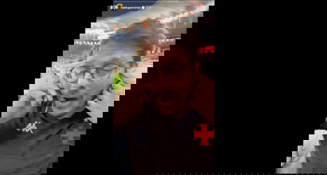 Homem comemorando no estádio do Vasco.