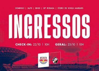 Ingressos para jogo do Vasco, com data e horários.