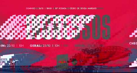 Ingressos para jogo do Vasco, com data e horários.