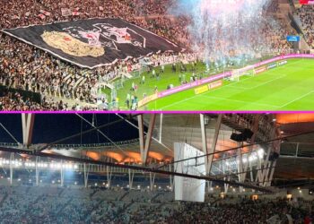 "Torcida do Vasco com bandeira gigante.".