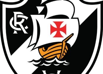 ESCUDO DO VASCO DA GAMA com barco antigo e cruz de malta vermelha.