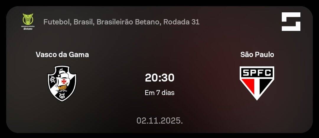 Vasco da Gama x São Paulo, partida do Brasileirão Betano.