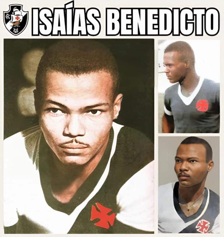 Vasco logo com jogadores, escudo e texto benedicto.