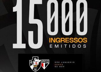 15.000 ingressos vendidos para o jogo do Vasco.