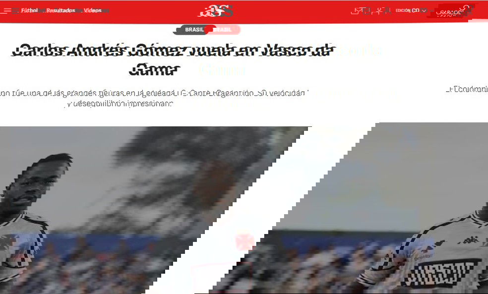 20251028-202222-1-9-gomez-do-vasco-e-destaque-na-imprensa-colombiana-foto-reproducao Carlos André Gómez com camisa do Vasco.